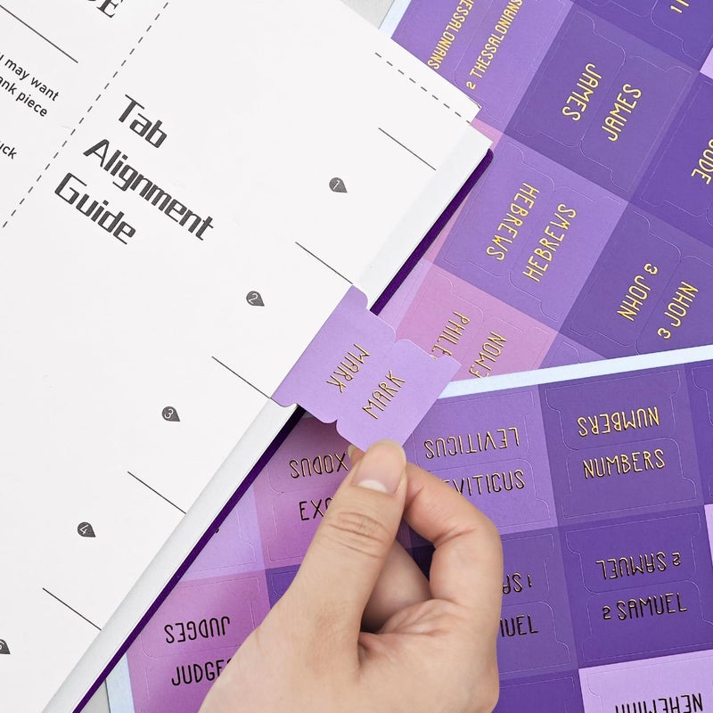 Uzriyl Laminated Bible Tabs, Bible Study Supplies, Large Print Bible Book Tabs for Women and Men, (Gold Foil Embossed Lettering) Bible Labels Index Tabs, Bible Accessories for Easy Navigation(Gentle Purple) - Image 3